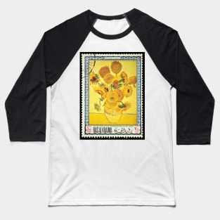 Van Gogh Sunflowers stamp Baseball T-Shirt